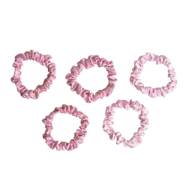 Goody x LoveShackFancy Satin Scrunchies - Ikat Rose & Coquette Bow - 5ct