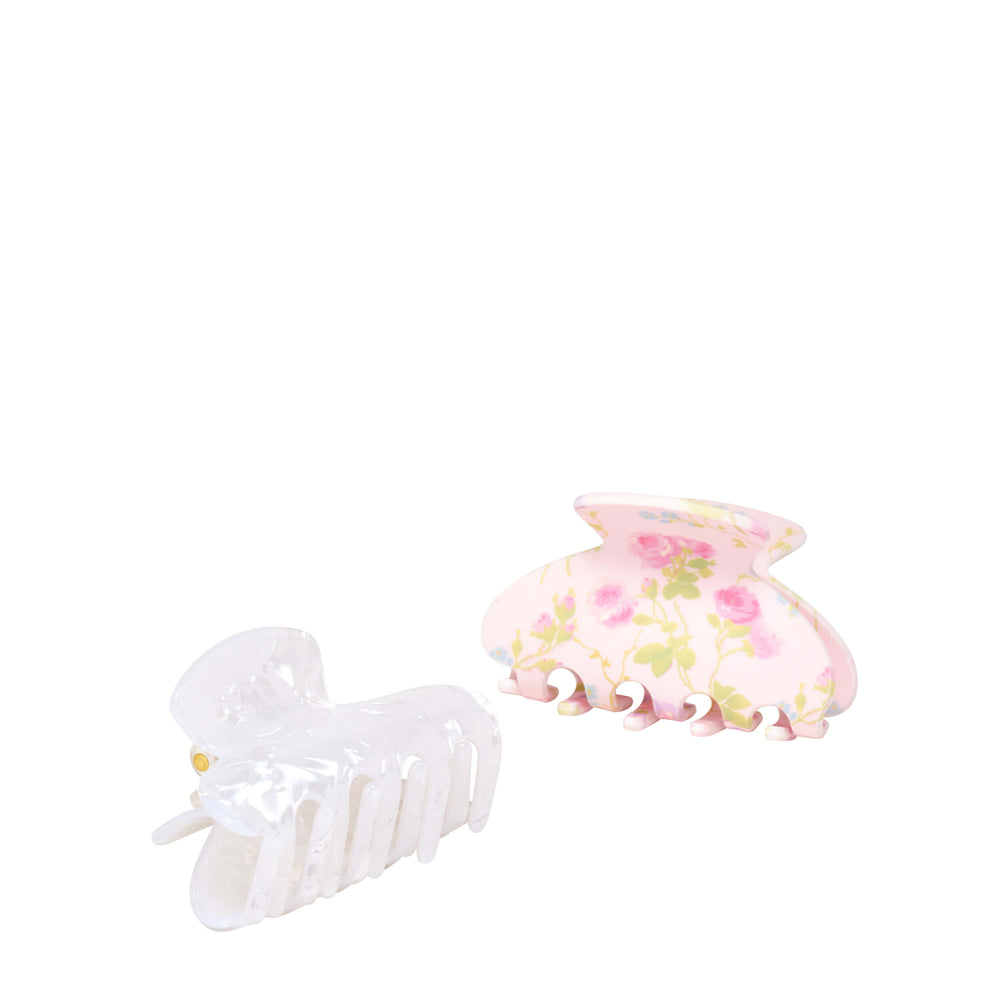 Wet Brush × Hill House Small Claw Clips, 2ct - Pink Bluebonnet Floral/Shell