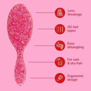 Pink Tie Affair Original Detangler - Hot Pink Glitter