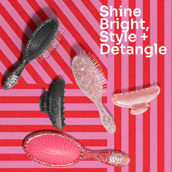Pink Tie Affair Midi Detangler & Goody Claw Clip Gift Set- Black & Sparkly Pink