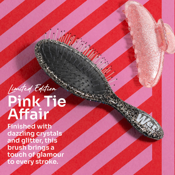 Pink Tie Affair Midi Detangler & Goody Claw Clip Gift Set- Black & Sparkly Pink