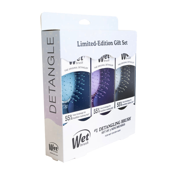 Festive Finish Mini Detangler Trio Gift Set - Blue, Purple, Silver