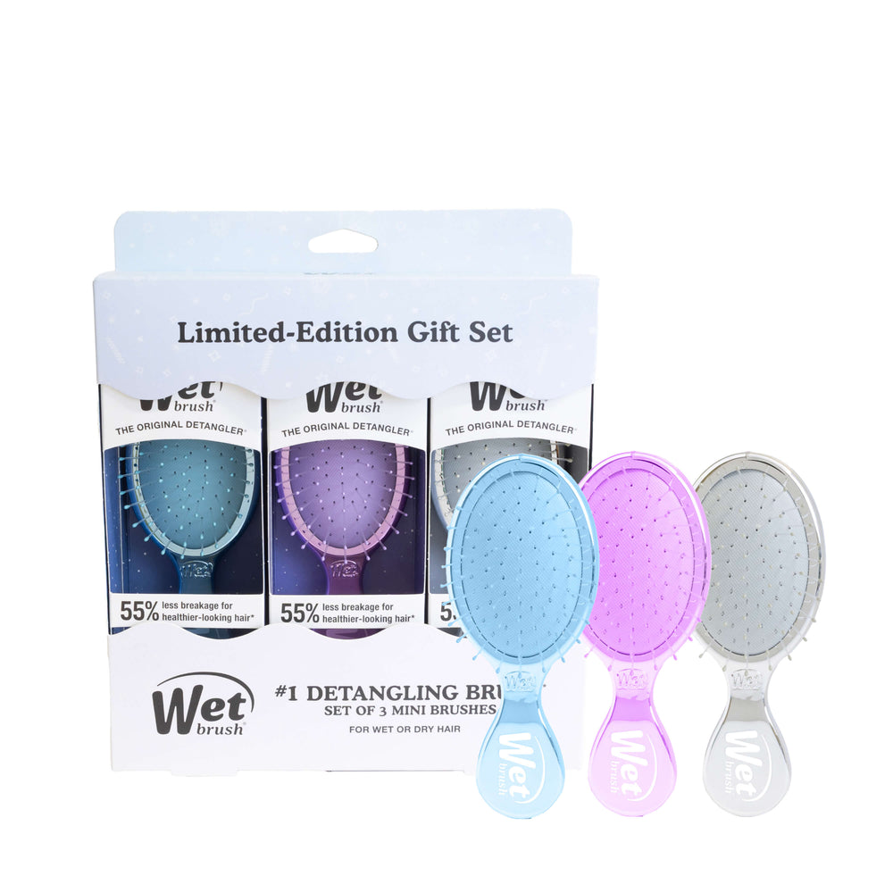 Festive Finish Mini Detangler Trio Gift Set - Blue, Purple, Silver